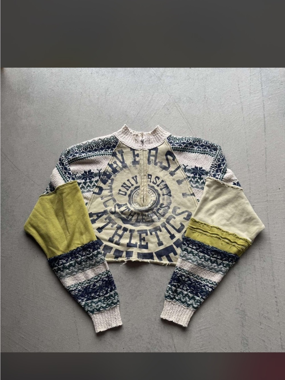 Free People Multicolor Knit Patchwork Sweater - Cream, Blue, Green